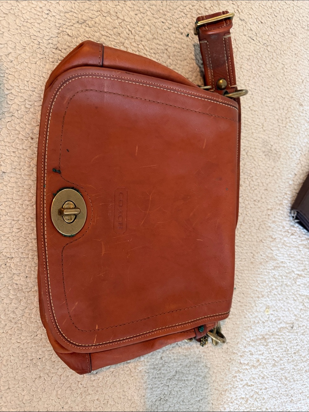 Coach Woman Leather Messenger Bag in Saddle/Rust Brown